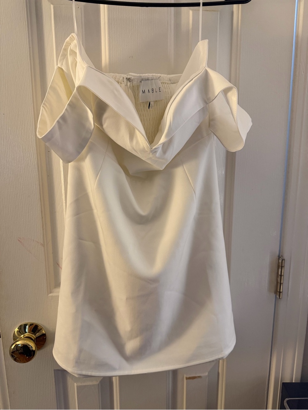 Off-Shoulder White Satin dress
